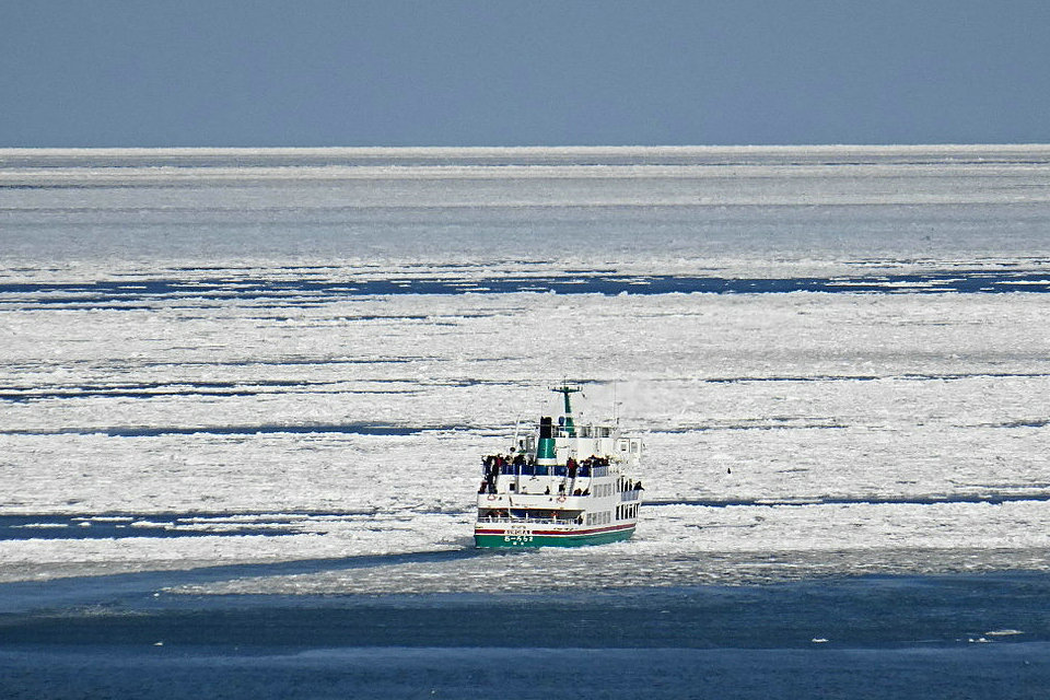 網走流氷観光砕氷船、北海道、日本